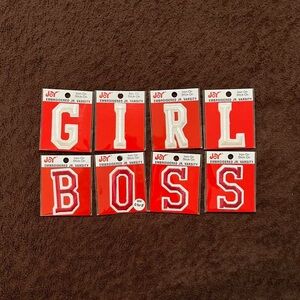 Joy Embroidered Iron-On Letters - Red and White